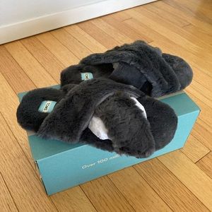 Toms Susie Slipper Forged Iron Faux Fur - Size 7